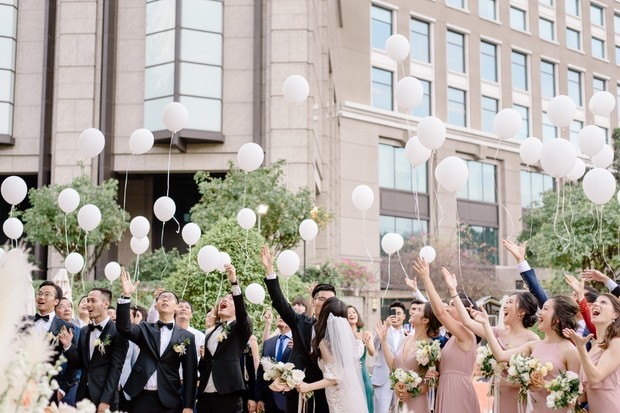 ceremony with balloon release