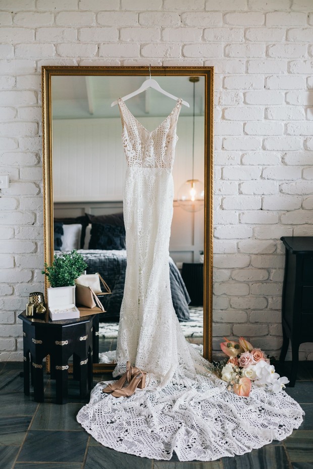 lace accented wedding dress