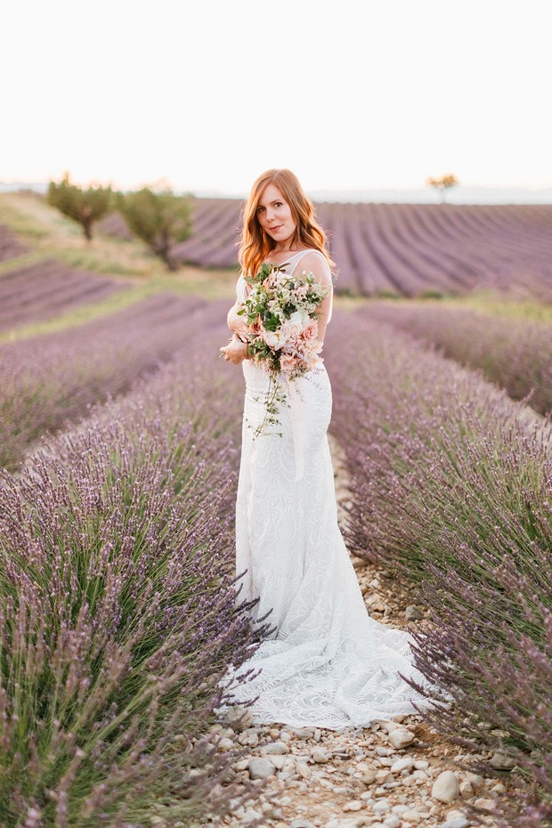 lavender field bridal portrait