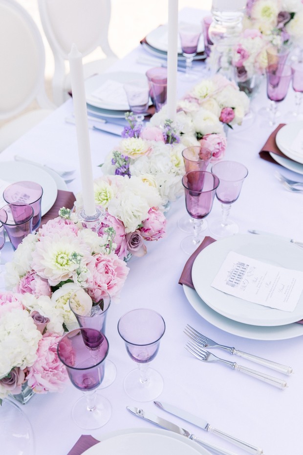 Purple wedding table decor