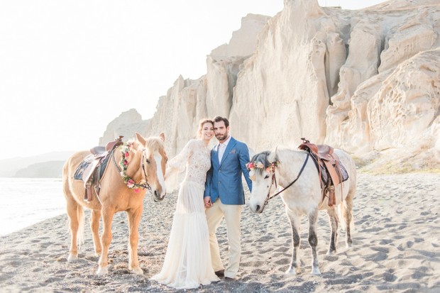 beach wedding with horses