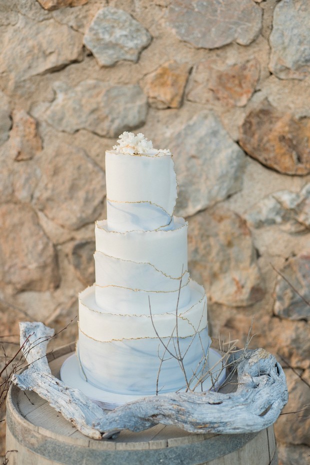 marble fringe wedding cake
