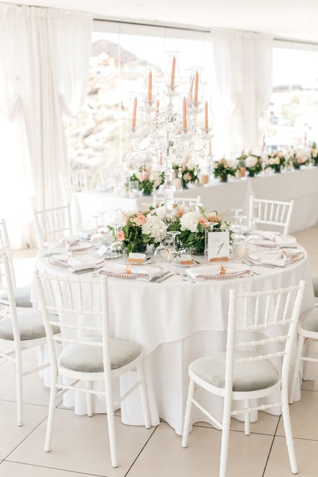 white with pops of gold wedding reception