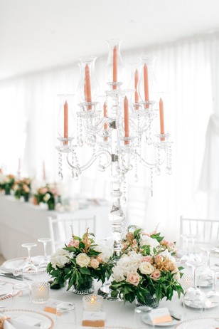 elegant gold and white wedding reception decor