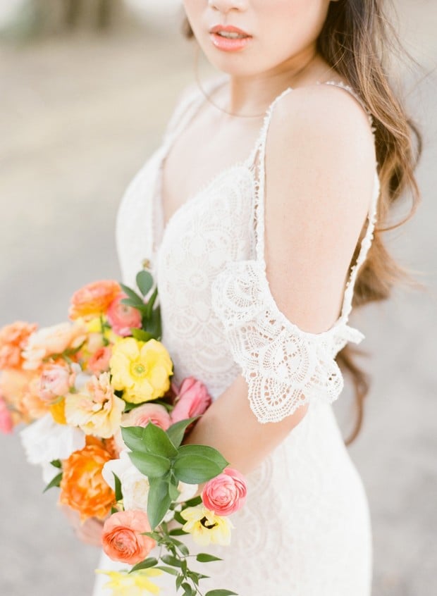 off-shoulder lace wedding dress from Bride-to-Be Couture