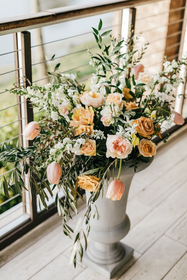 blush yellow and ivory wedding floral decor