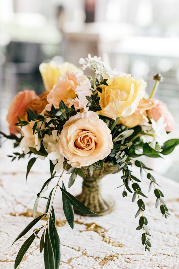 blush and yellow wedding flowers