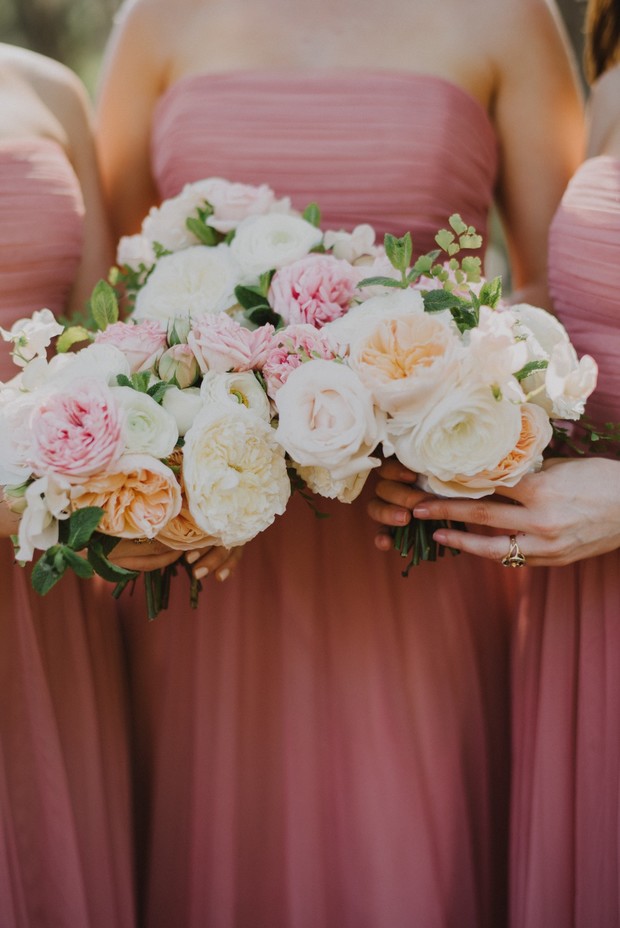 blush pink and white wedding bouquets