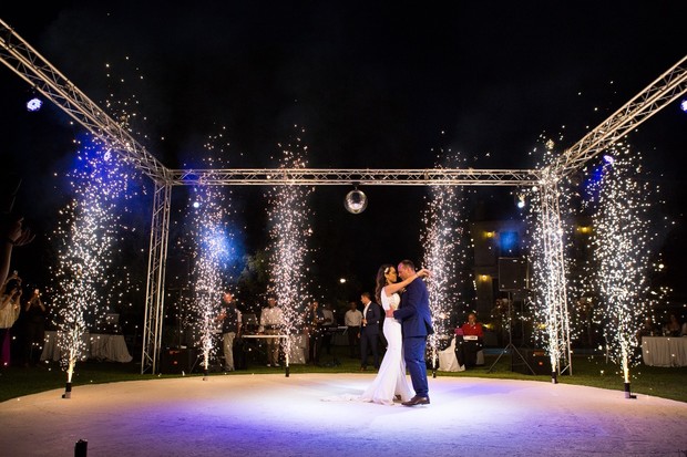 wedding sparklers on the dance floor