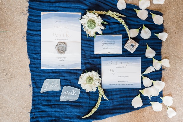 blue watercolor wedding invites