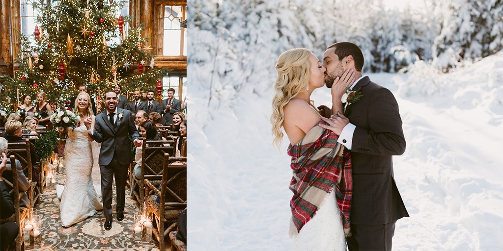 Snowy Christmas Card Style Wedding At Lake Placid