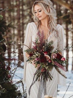 bohemian style wedding dress for the winter