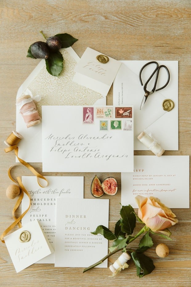 chic and simple wedding invitation suite