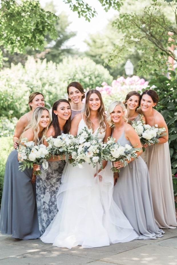 grey and neutral tone bridal party