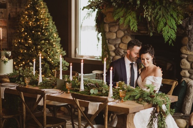 wintertime pine accented wedding ideas