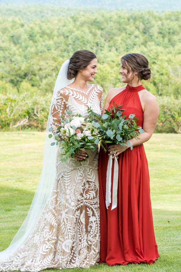 bride and bridesmaid dresses
