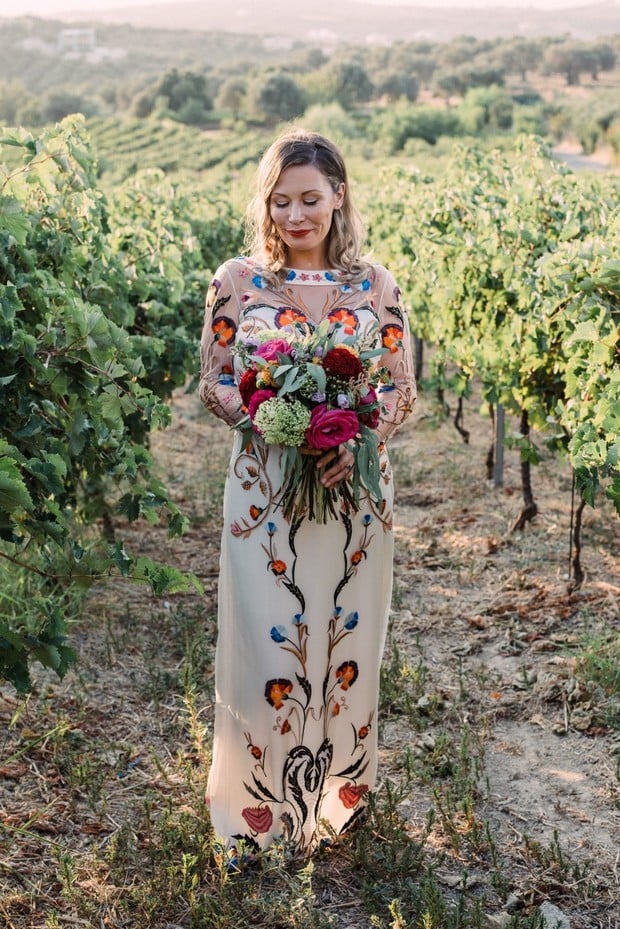 bride in vineyards