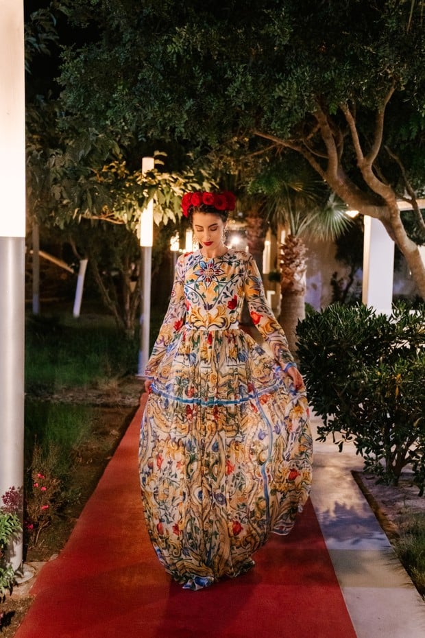 Frida Kahlo inspired reception bridal look