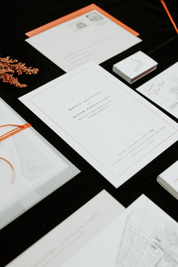 simple and chic wedding invitation suite