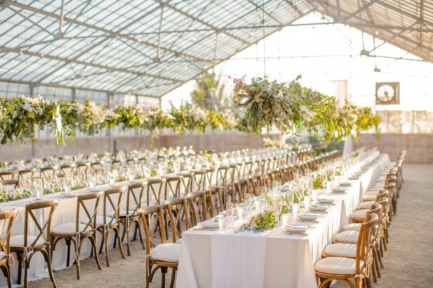 wedding reception at a greenhouse