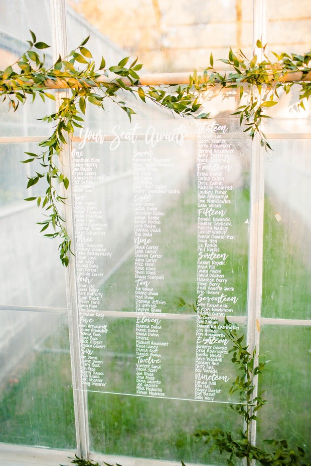clear acrylic seating assignment sign