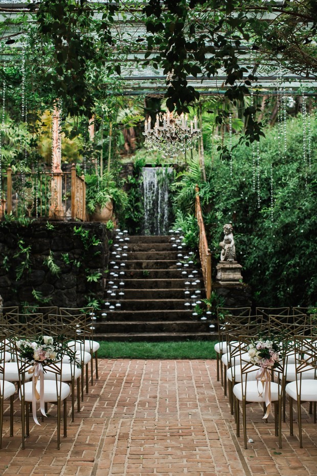 dramatic overgrown wedding ceremony location in Maui Hawaii