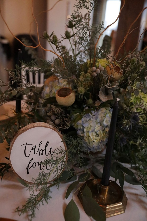 table number and floral decor