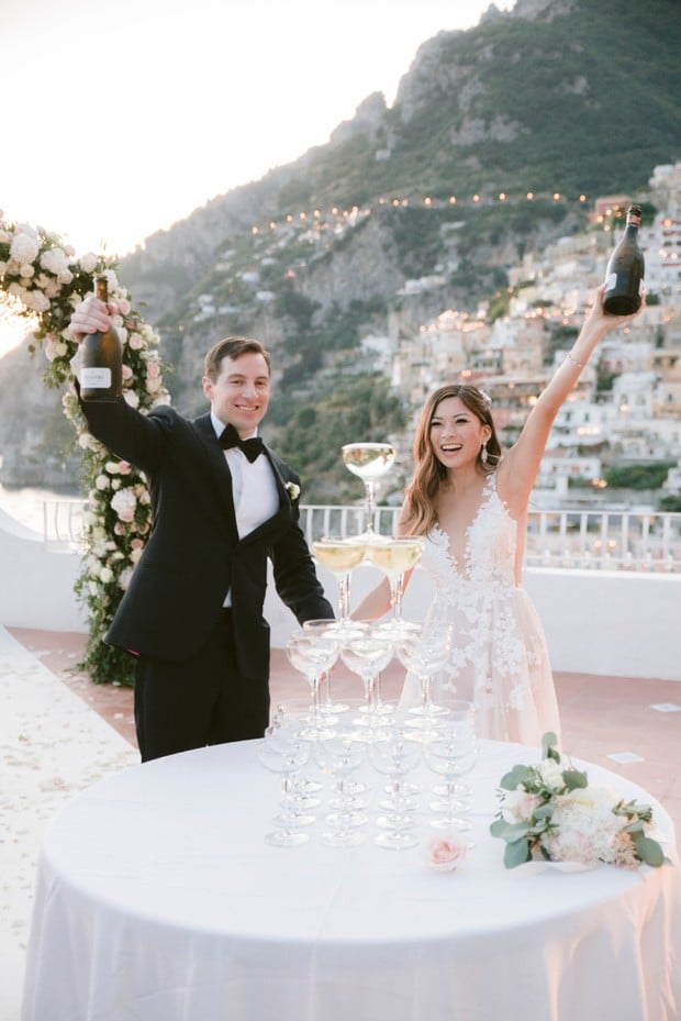 champagne tower wedding reception