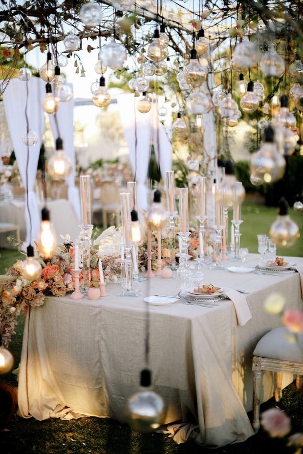 blush and champagne wedding table decor