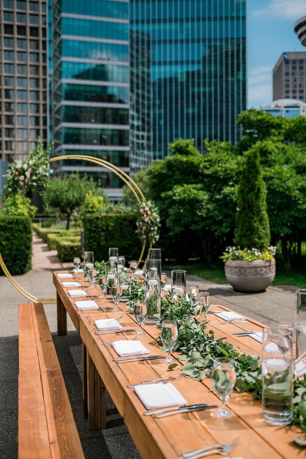 family style seating rooftop reception