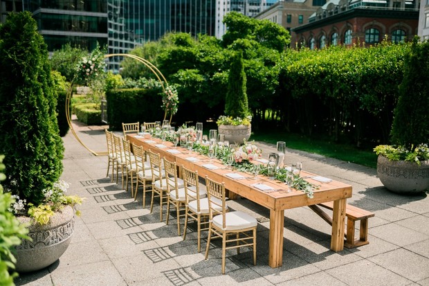 family style seating for your rooftop wedding reception