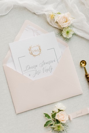 soft blush wedding invite envelope