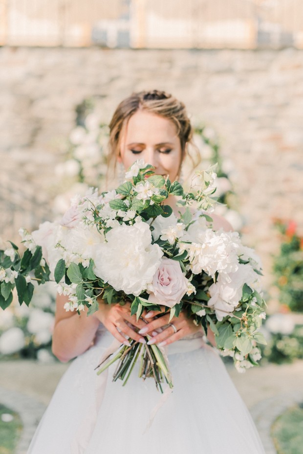 white and blush wedding bouquet