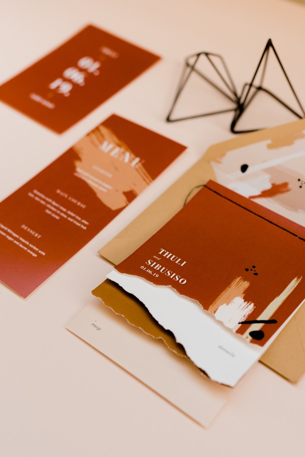 modern and bold wedding invitation suite