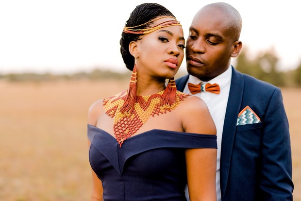 bride and groom style with traditional African style inspiration
