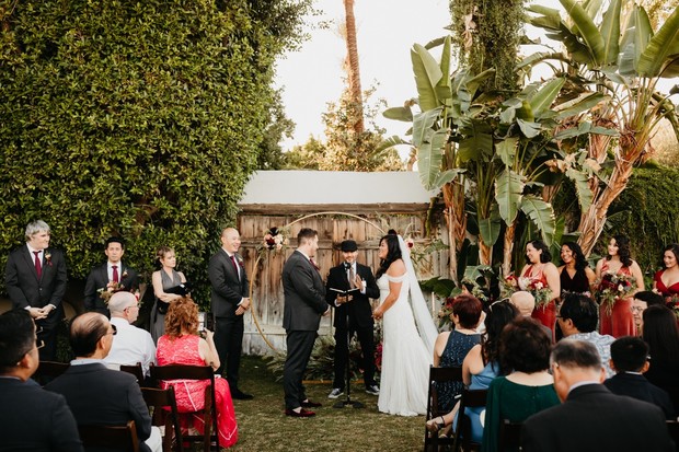 Fall wedding ceremony in Palm Springs