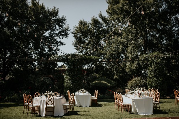 outdoor garden wedding reception