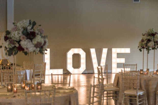 giant love marquee sign
