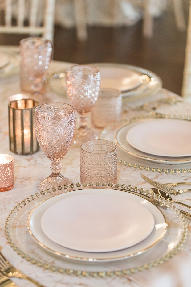 gold and blush wedding place setting