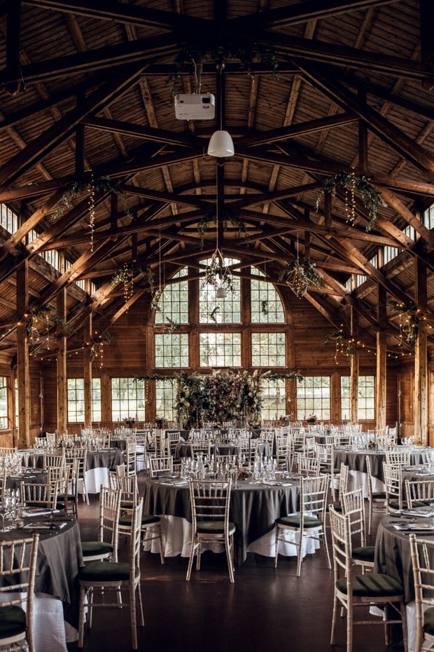 elegant barn wedding reception