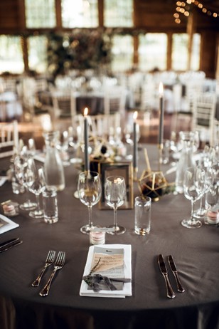 grey and gold table decor