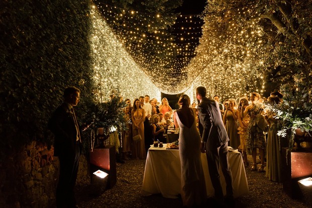 twinkle light wedding reception