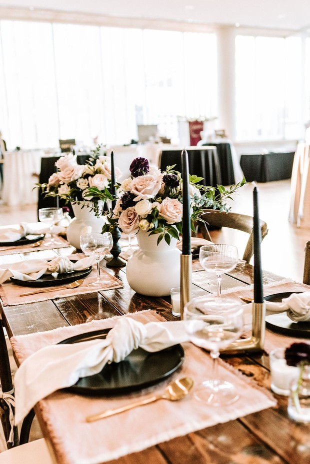 modern wedding reception table decor