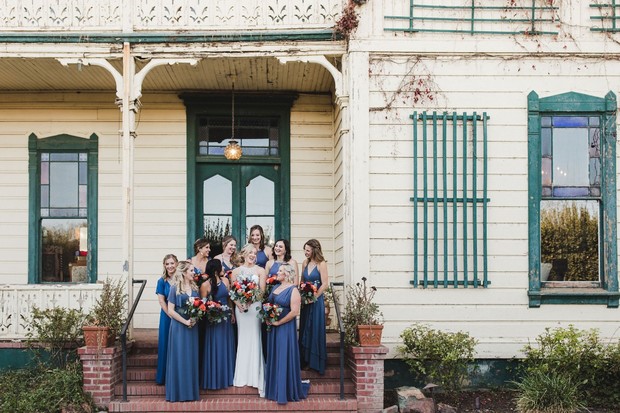 bridal party in blue