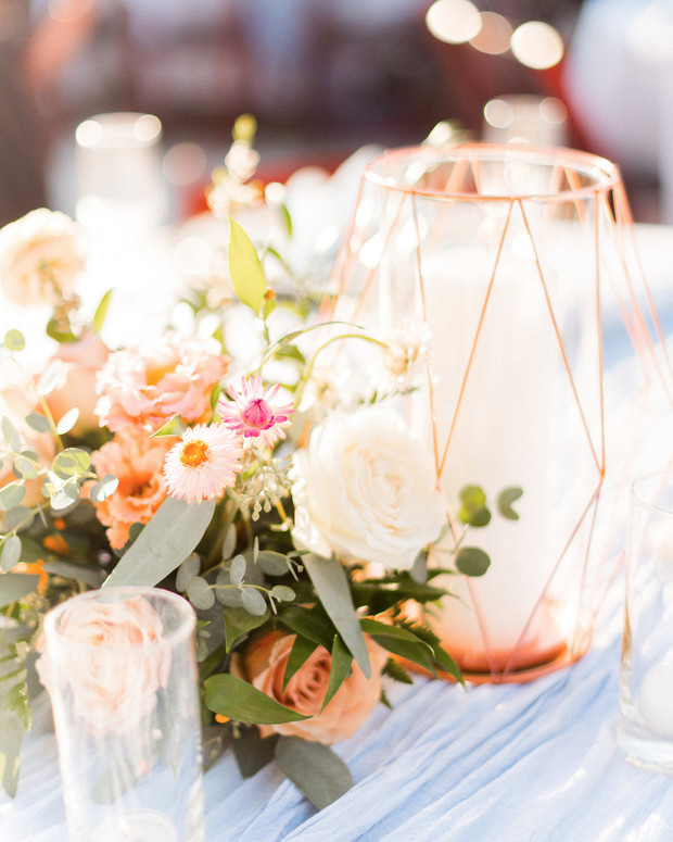 wedding flowers and lantern centerpiece