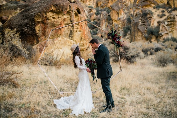 Bride and groom admire each other on their wedding day