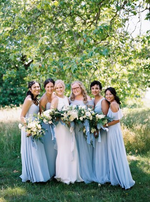 bridesmaids in soft sky blue
