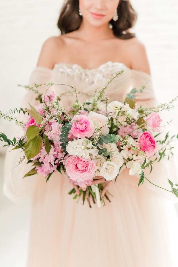 soft pink wedding bouquet