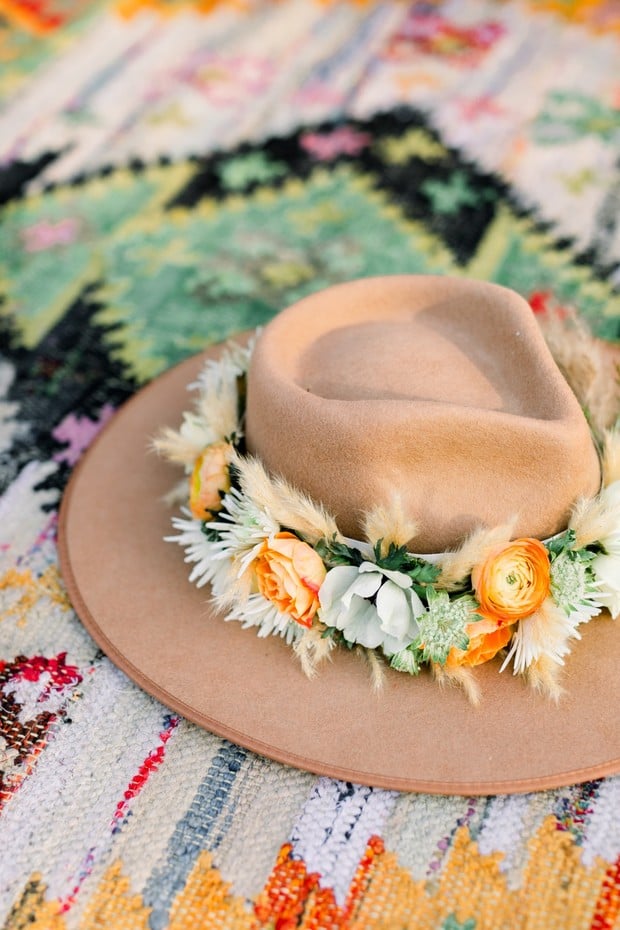 flower halo and hipster hat