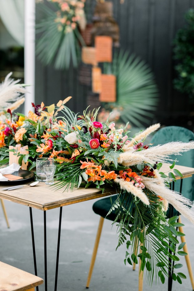 overgrown floral table decor